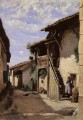 A Village Steeet Dardagny plein air Romanticism Jean Baptiste Camille Corot